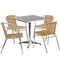 Emma and Oliver 27.5" Square Aluminum Garden Patio Table Set with 4 Rattan Chairs